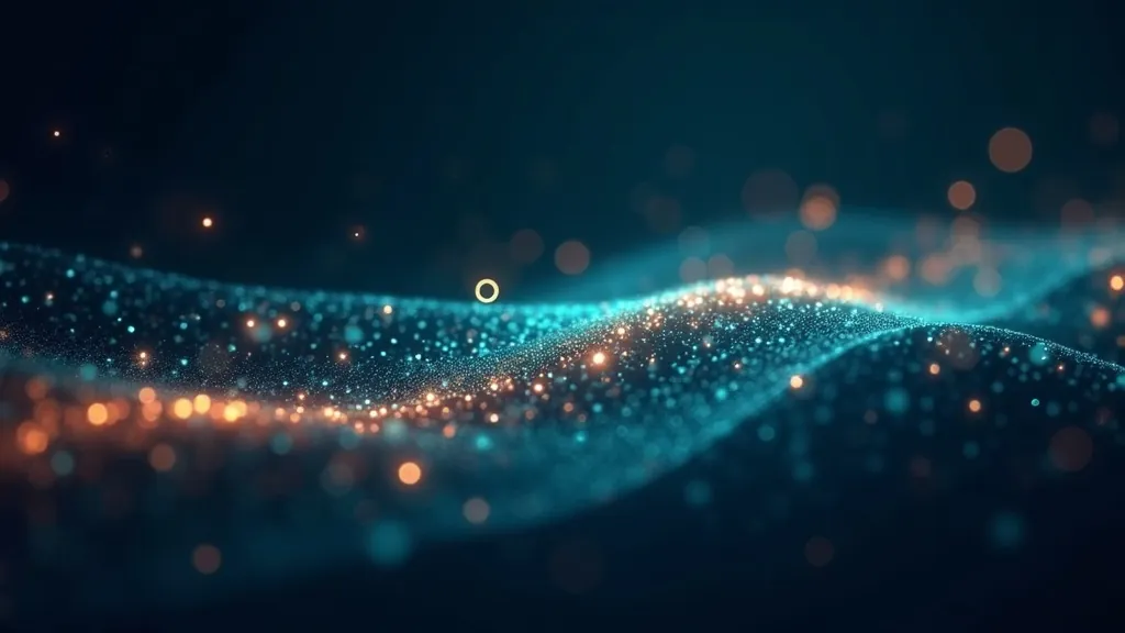 Spettro di campioni di colore luminosi in ciano e oro accanto a token di codice astratti fluttuanti su sfondo blu navy, che rappresentano generatori di palette e dati di test