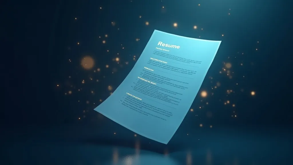 מסמך קורות חיים מופשט וזוהר עם חלקים מופרדים בבירור על רקע כחול-לילה כהה